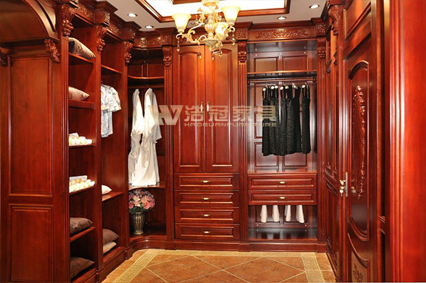 歐式櫻桃木衣帽間-浩冠整木家具定制