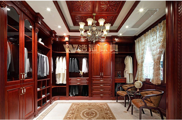 歐式櫻桃木衣帽間-浩冠整木家具定制